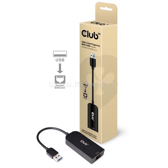 CLUB3D USB 3.2 Gen1 Type A to RJ 45 2.5 Gbps Adapter